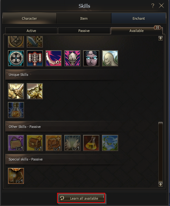 Learn All Available Skill